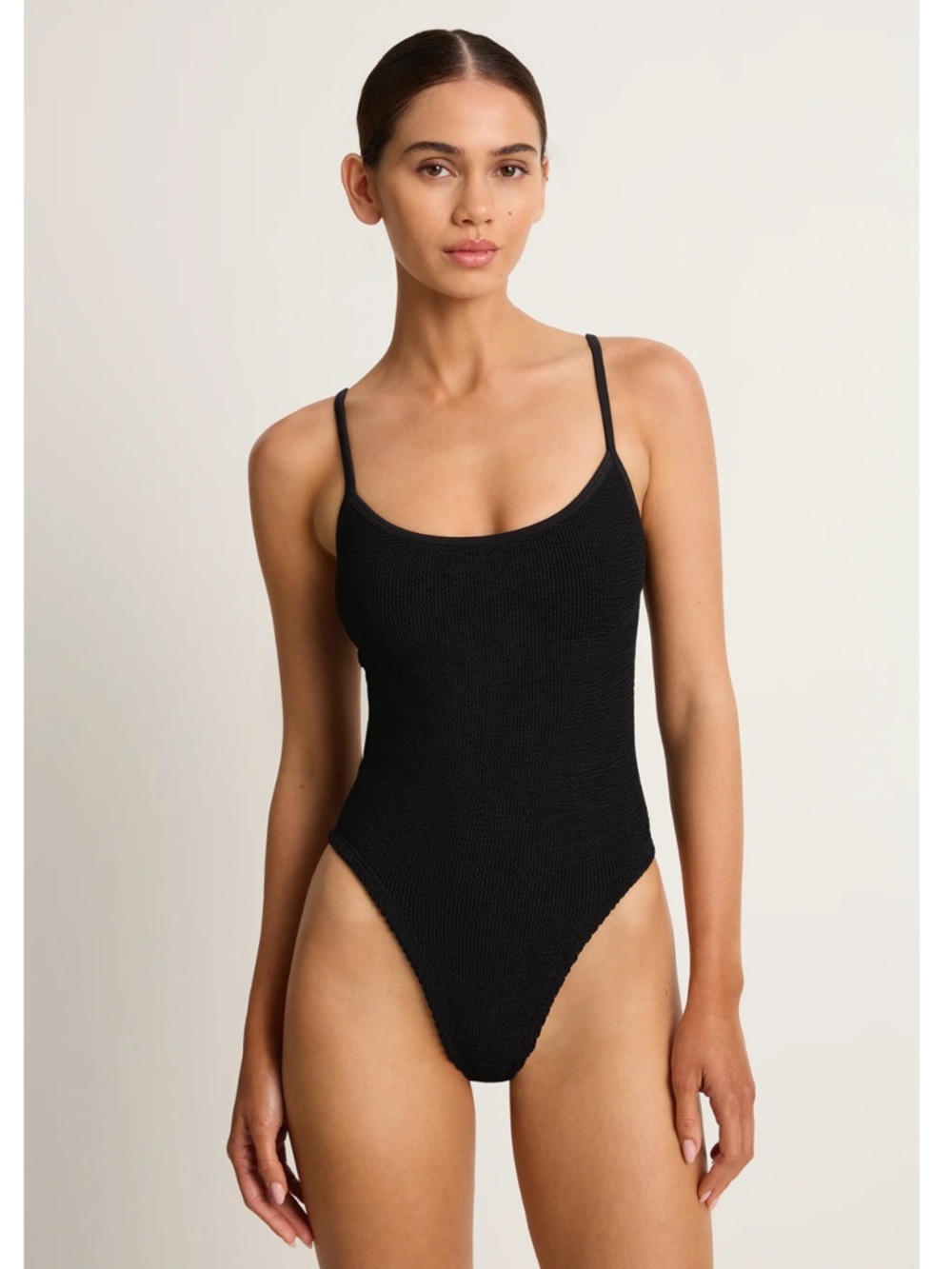 Hunza G Black Pamela One Piece Swimsuit Size One Size Fits Most Spaghetti Straps